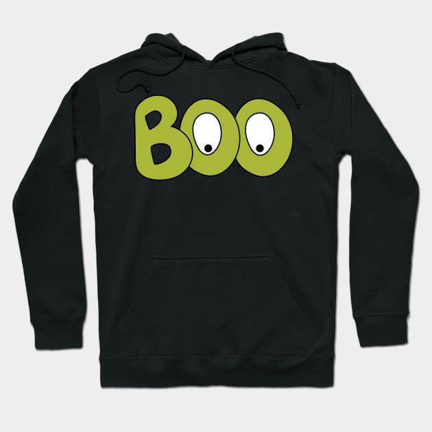 BOO text art cartoon eyes green bubble letters Hoodie by Angel Dawn Design